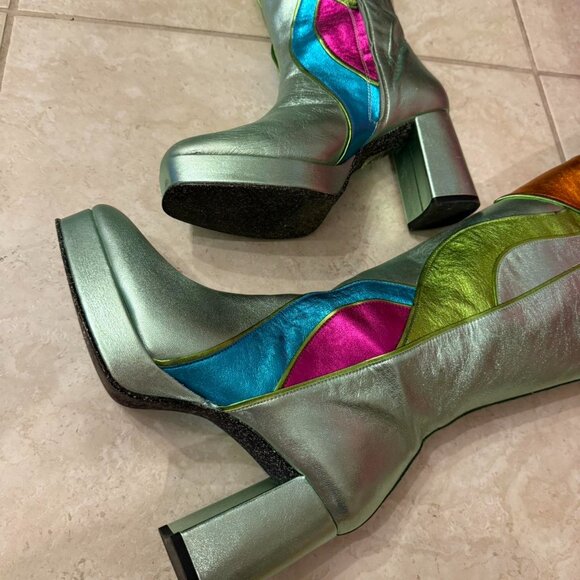 Latelier de Charlotte adc Charlotte Metallic 1970s knee high boots VAL 39 US 8 - Picture 8 of 8